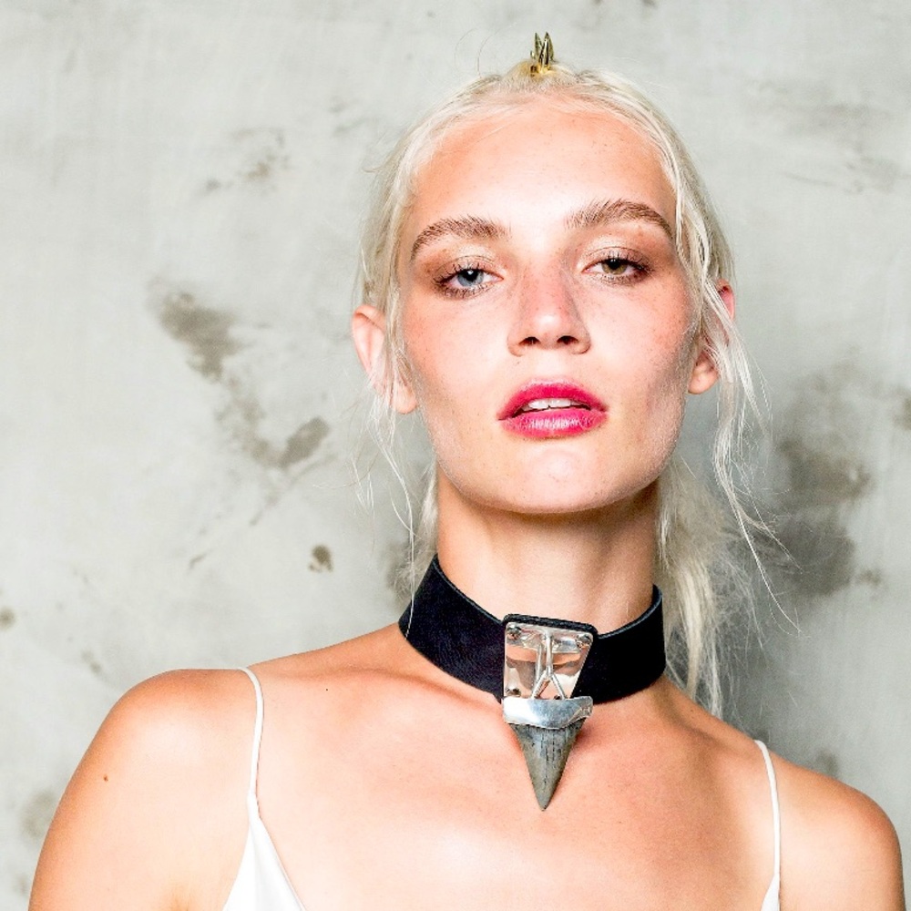 Megalodon Shark Tooth Silver and Leather Choker by Jungle Tribe